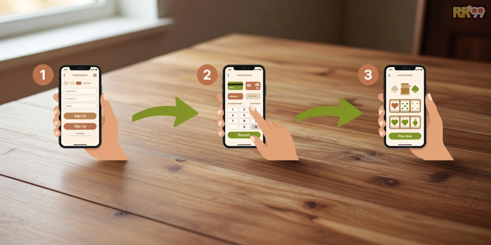 Hình ảnh hướng dẫn từng bước đăng ký và sử dụng top casino rr99 an toàn