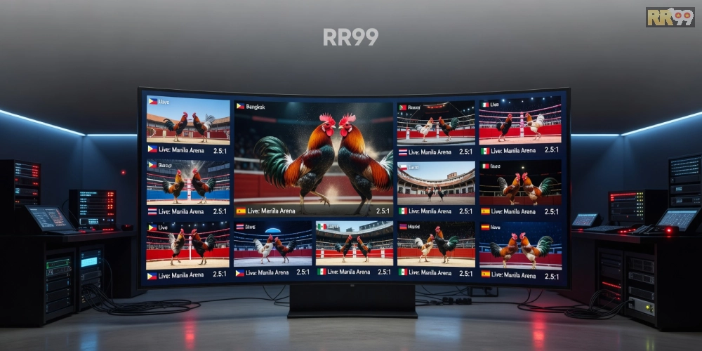 Hình minh họa khái niệm đá gà quốc tế rr99 với giao diện hiện đại và các trận đấu hấp dẫn