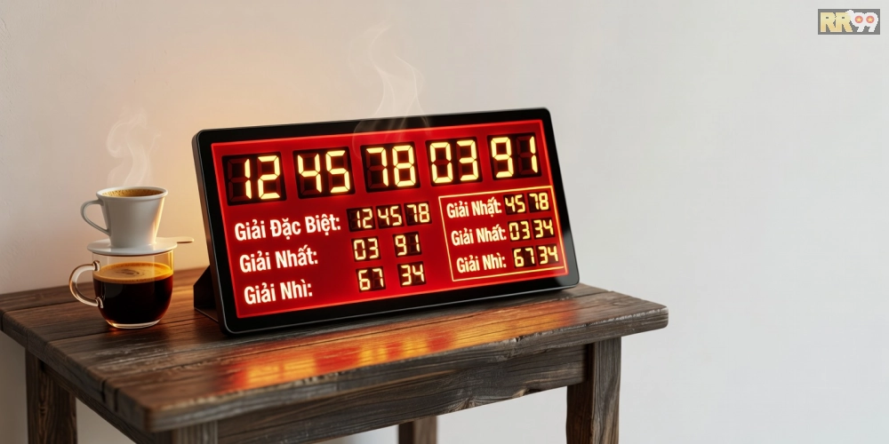 Ví dụ kết quả xổ số miền Bắc rr99 được cập nhật realtime trên nền tảng