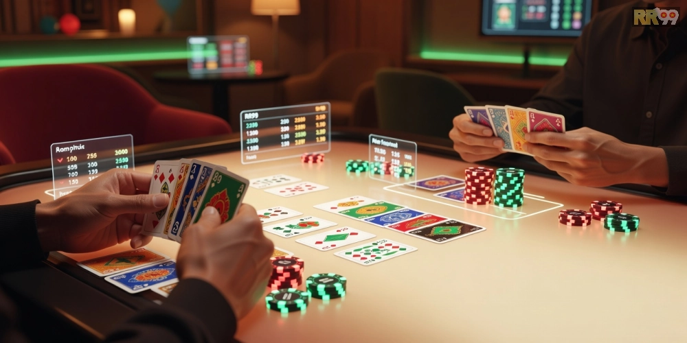 Caption mô tả ván bài Phỏm sôi động trên nền tảng RR99