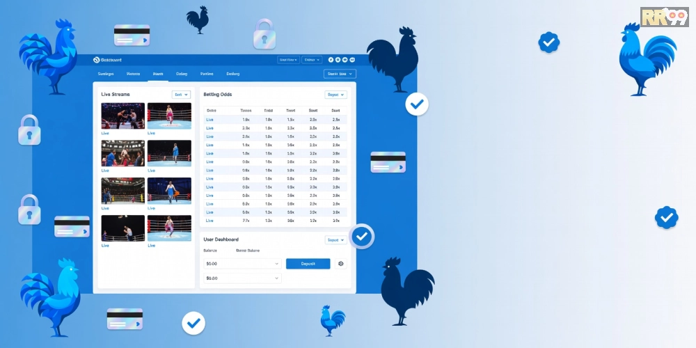Minh họa giao diện website đá gà online rr99 uy tín với các tính năng nổi bật