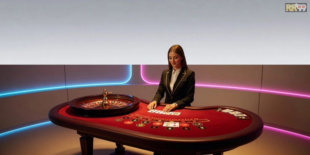 Minh họa khái niệm trực tiếp casino rr99 với giao diện phát sóng trực tiếp